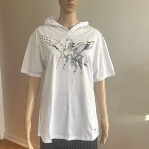 ANGLERO New York Short Sleeve Hooded Shirt White Size L
